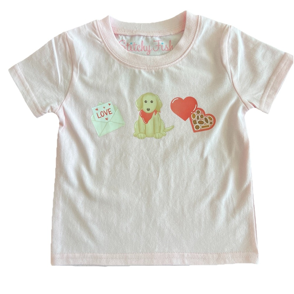 Stitchy Fish Valentine's‎ Day Pink Dog Shirt Baby 12 months New